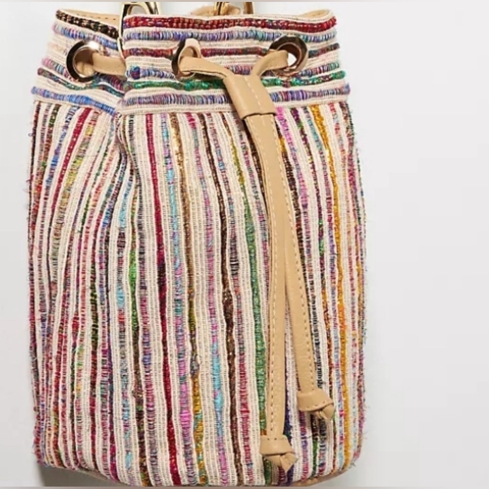 NWOT Anthropologie Claramonte Baby Angelo Drawstring Multi Gold Hobo Bucket Bag - Picture 15 of 16